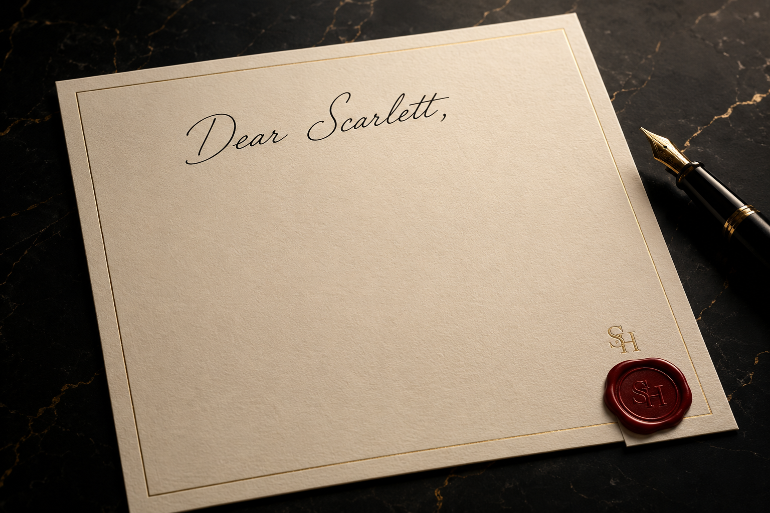 A handwritten letter beginning Dear Scarlett